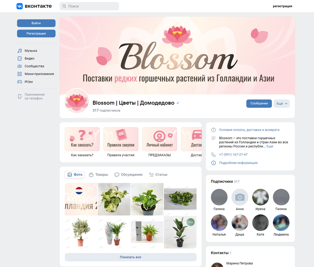 Оформление группы ВКонтакте Blossom