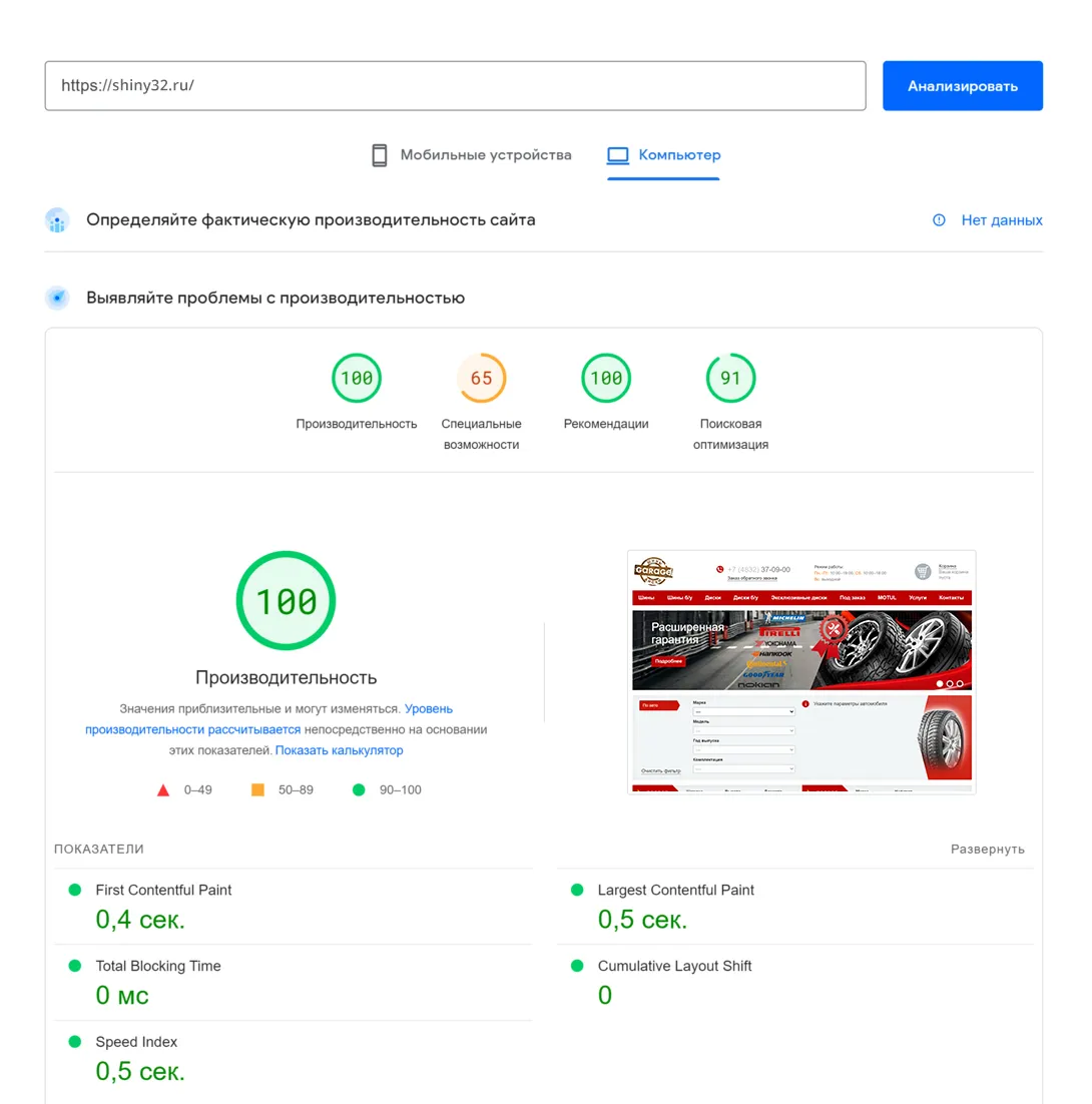 быстродействие сайта на ALMA.CMS
